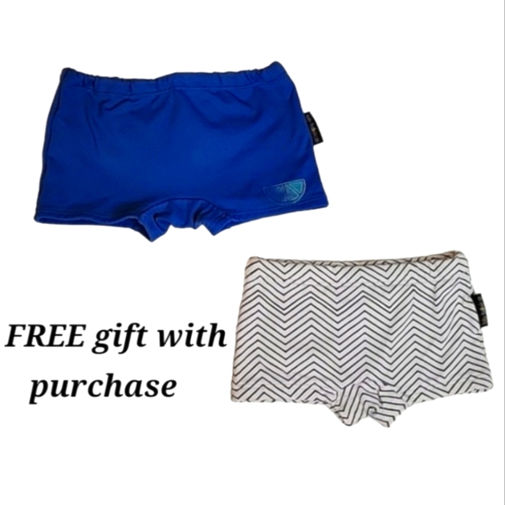Boy's Swimsuit Bundle: 2 Swim Brief Bottoms & FREE Swim Diapers